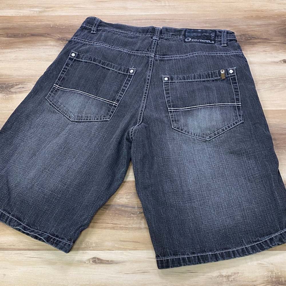 Southpole Denim Shorts 36 Baggy Y2K Hip Hop 100% Cotton Relaxed Fit Black Wash
